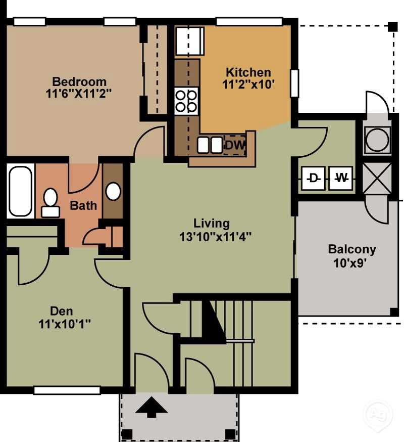1 Bedroom w/Den Apartment
